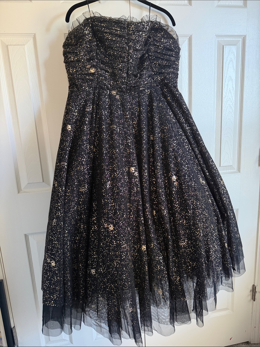 Betsey Johnson for Torrid Black Strapless Glitter Tulle Dress